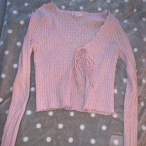 PacSun pink sweetheart tie up cardigan